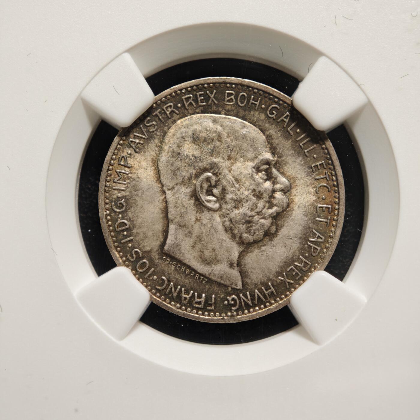 【德藏】世界币章拍卖第169期（拍品征集中~欢迎藏友联系） 1913年 奥地利约瑟夫一世1克朗银币 NGC MS63 环彩包浆