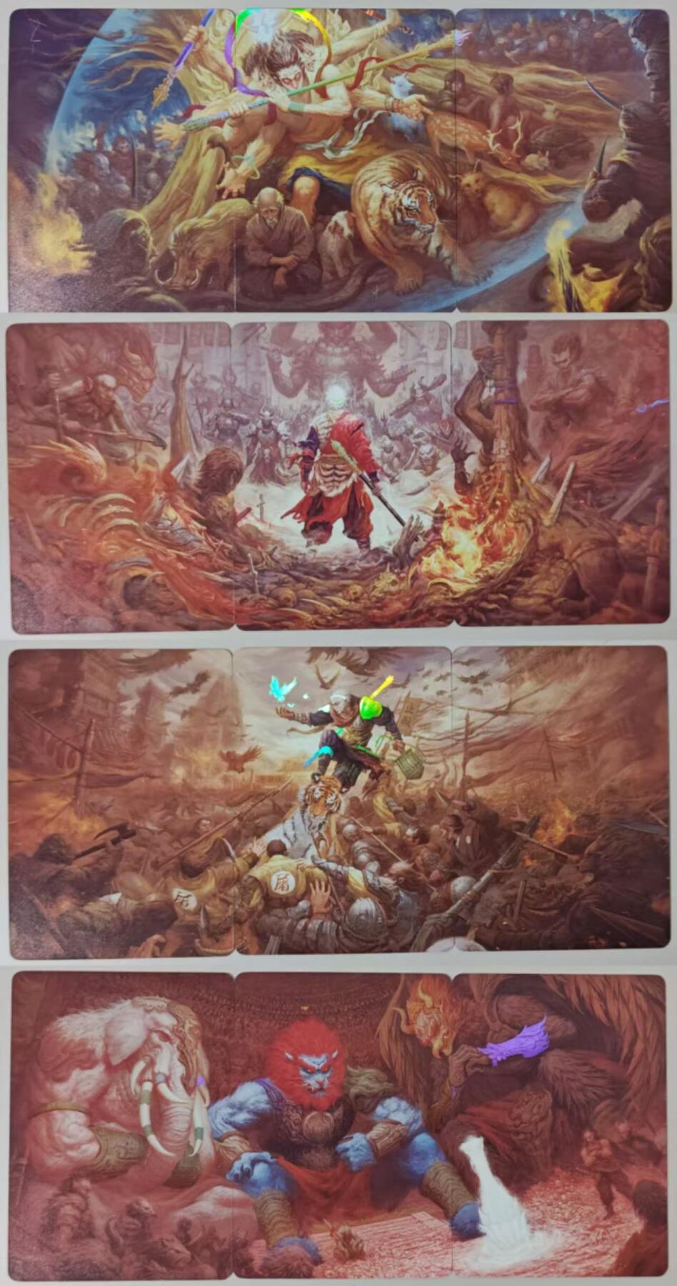 龙虎卡牌-八零场，奇点炸场！！（满200元包邮，无佣金，每周六结拍，欢迎送拍） 彩闪12张全 燎原焱卡 问道东方 西游无胜 三拼 一套 (4组)