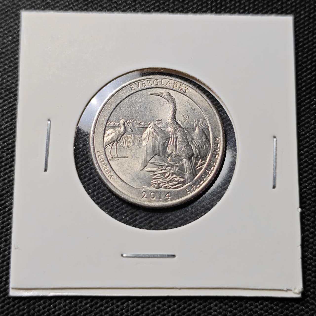 KK钱币收藏小铺   第402期 2月预留时间 周末发货  2014美国25分纪念币 好品 