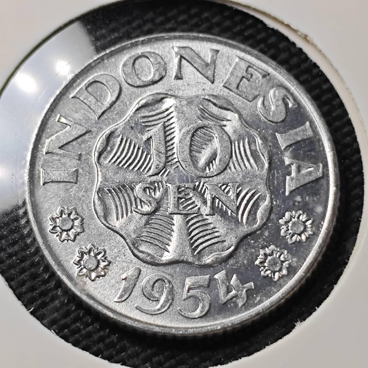 KK钱币收藏小铺  第407期 2月预留时间 周末发货  1954印尼10仙