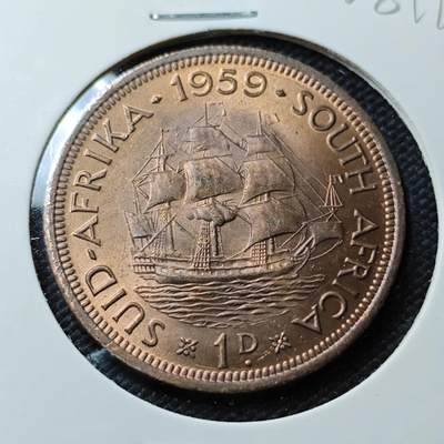 KK钱币收藏小铺  第408期 2月预留时间 周末发货 -  1959英属南非1便士铜币