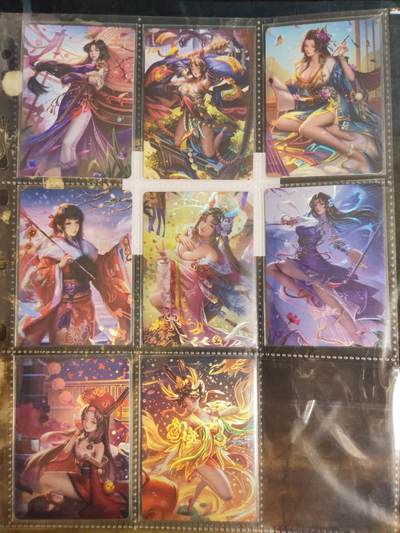 阳大大卡牌拍卖第106期（持续收拍品，周五晚上九点截拍，进群福利早知道） - 鸡腿卡牌 倾国倾城系列 第一弹 8张 彩闪 带卡页卡膜