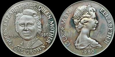 ＜星葵🌻钱币社＞第72期·东奔西走的硬币·3月31日发货 - 马恩岛1980年王太后80岁生日1克朗纪念币