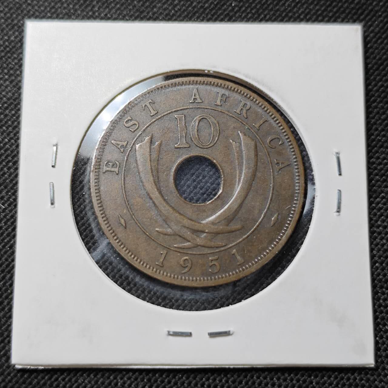 KK钱币收藏小铺  第409期 2月预留时间 周末发货  1951英属东非10分 乔六 铜币