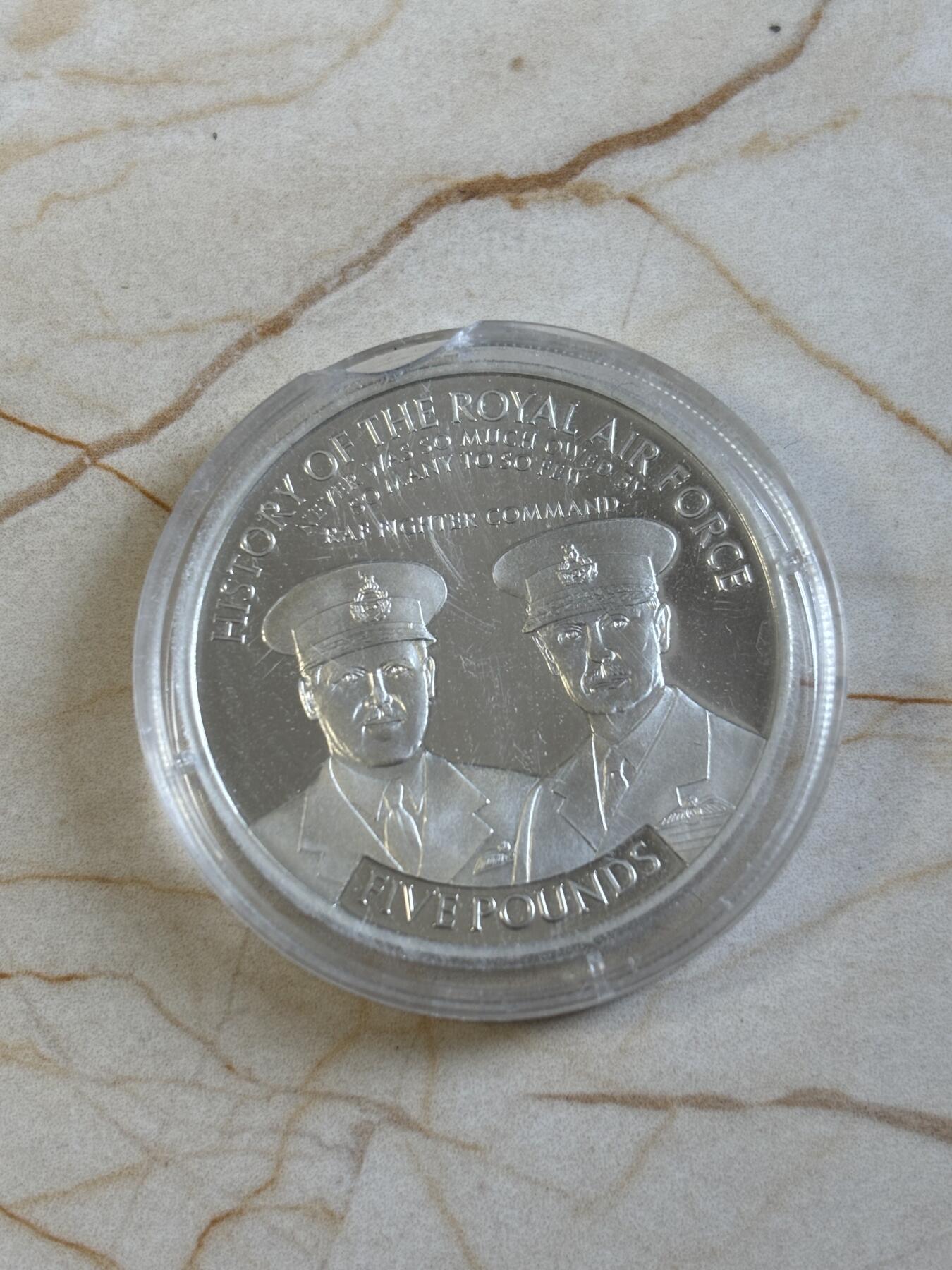 第195期拍卖 泽西2008年皇家空军的历史纪念银币，925银，28.28克，塑料盒有破