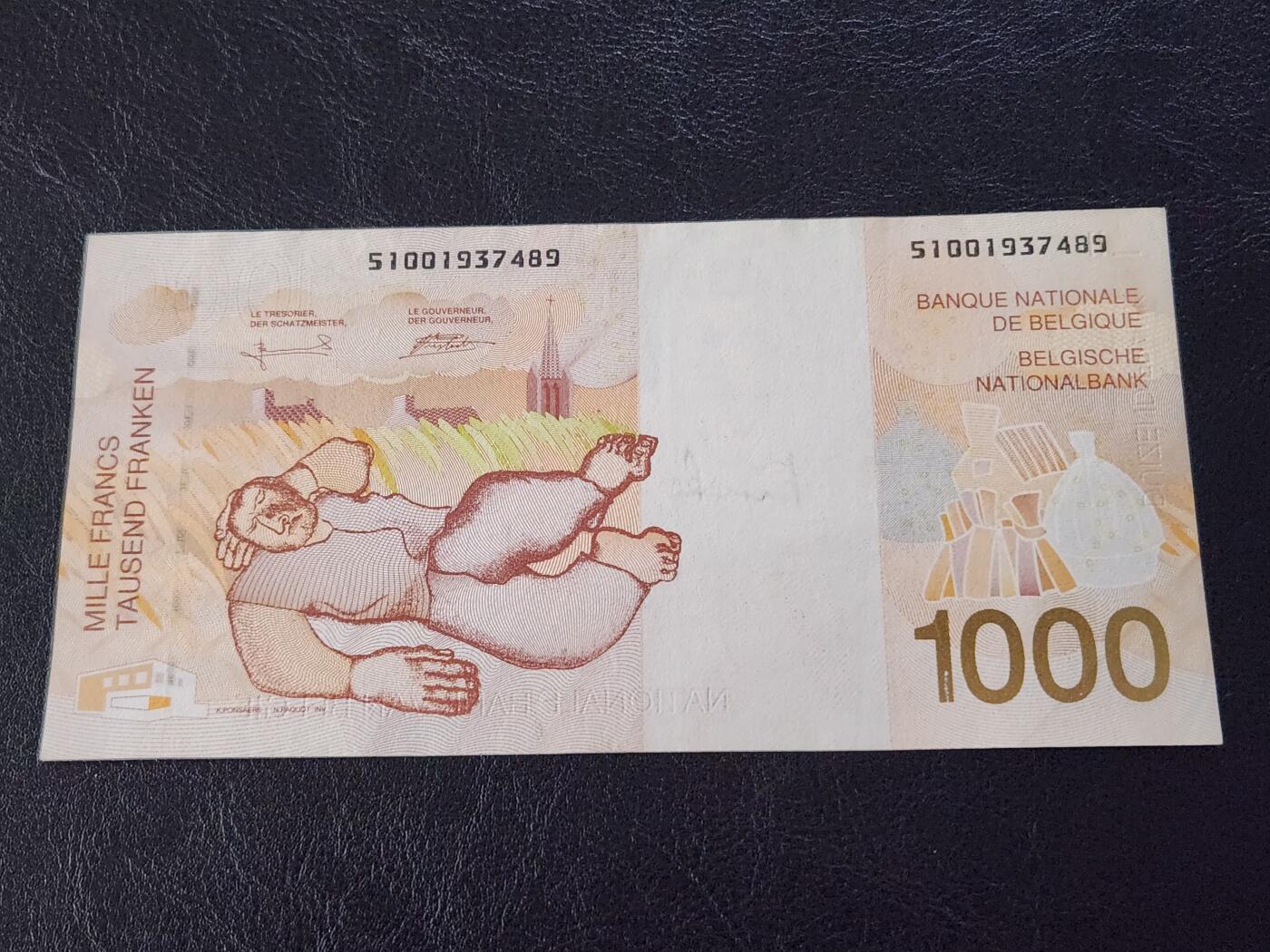 3月27号晚上8点 外国纸币自动截拍第46场 比利时1000近新极美品