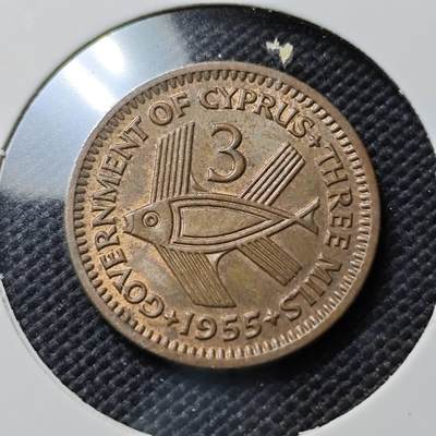 KK钱币收藏小铺  第408期 2月预留时间 周末发货 -  英属塞浦路斯3米尔铜币