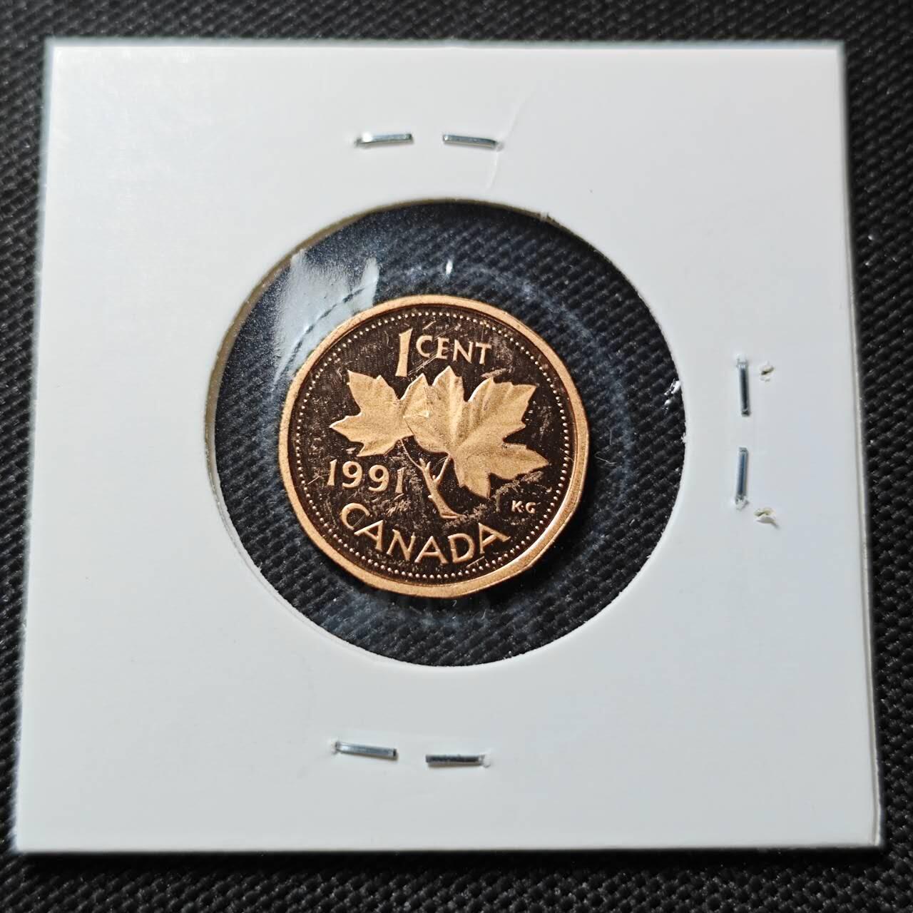 KK钱币收藏小铺  第408期 2月预留时间 周末发货  1991加拿大1分精制