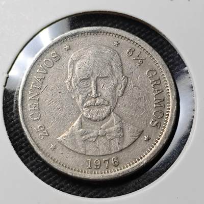 KK钱币收藏小铺  第407期 2月预留时间 周末发货 -  1976多米尼加25分纪念币