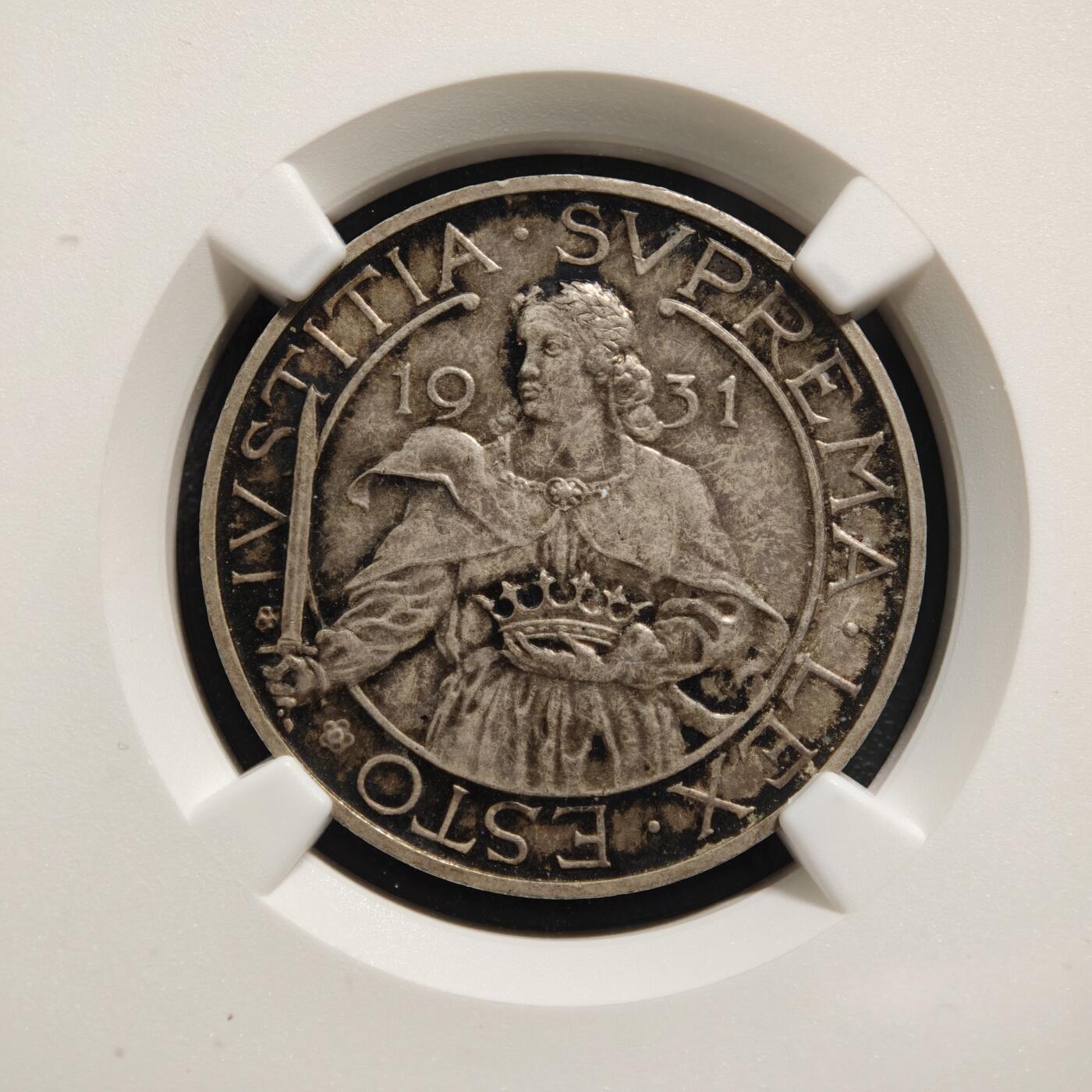 【德藏】世界币章拍卖第169期（拍品征集中~欢迎藏友联系） 1931年 圣马力诺R版10里拉银币 NGC MS63 原味包浆