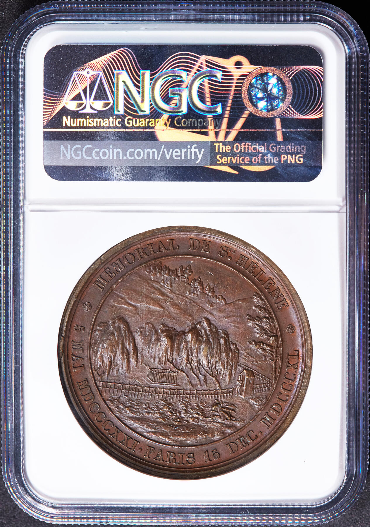 【俄甄集藏】2026年(050)04-01星期三 晚 19:30 全场包邮 法国1840年纪念拿破仑遗体归葬法国大铜章，NGC MS62，高浮雕，巧克力包浆，经典品种