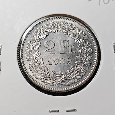 KK钱币收藏小铺   第402期 2月预留时间 周末发货 -  1989瑞士2法郎 好品