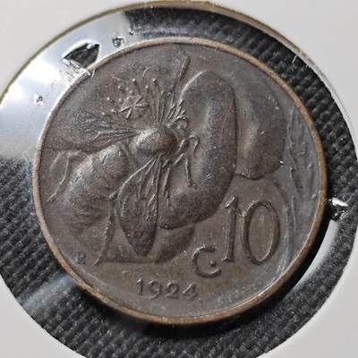 KK钱币收藏小铺  第409期 2月预留时间 周末发货 -  1924意大利10分铜币