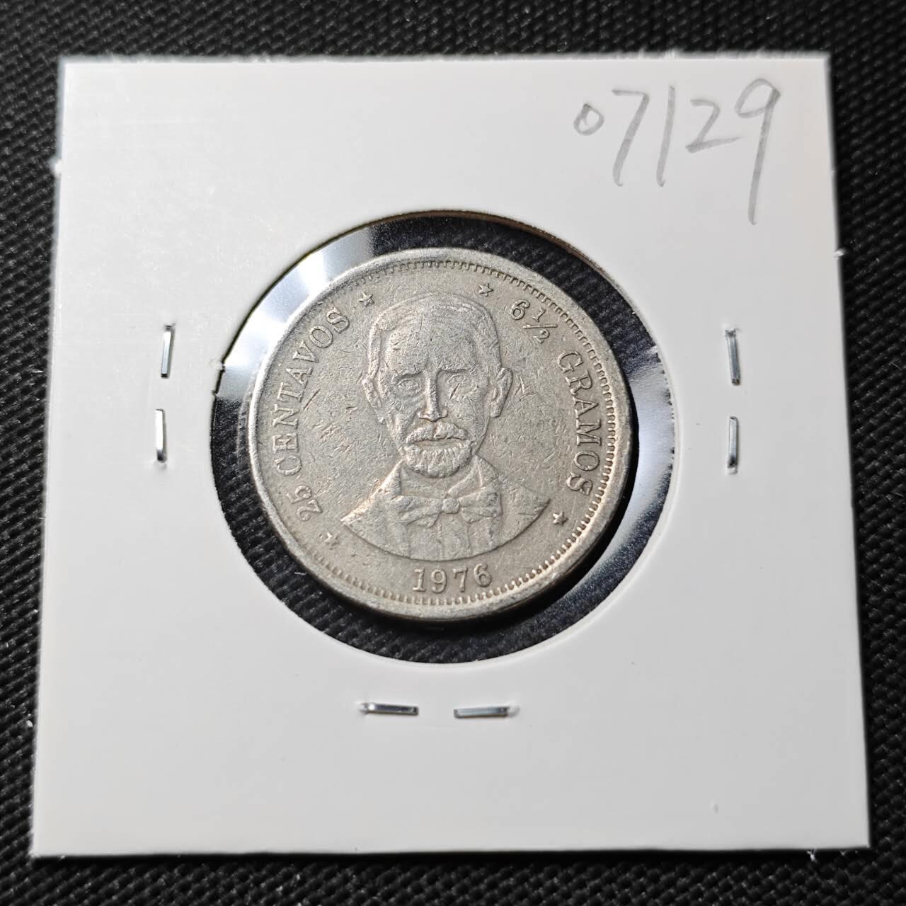 KK钱币收藏小铺  第407期 2月预留时间 周末发货  1976多米尼加25分纪念币