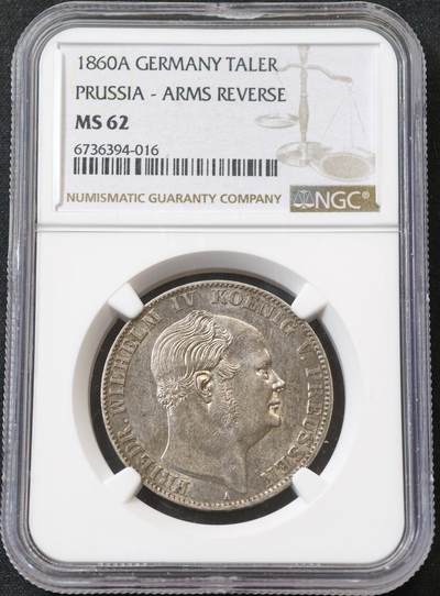 “方寸甄品”甄品场，甄臻铺-世界币章拍卖（第57期，直播拍卖），送拍享返佣金等优惠多多 - NGC-MS62 德国普鲁士1860年威廉四世洋葱头离冠泰勒