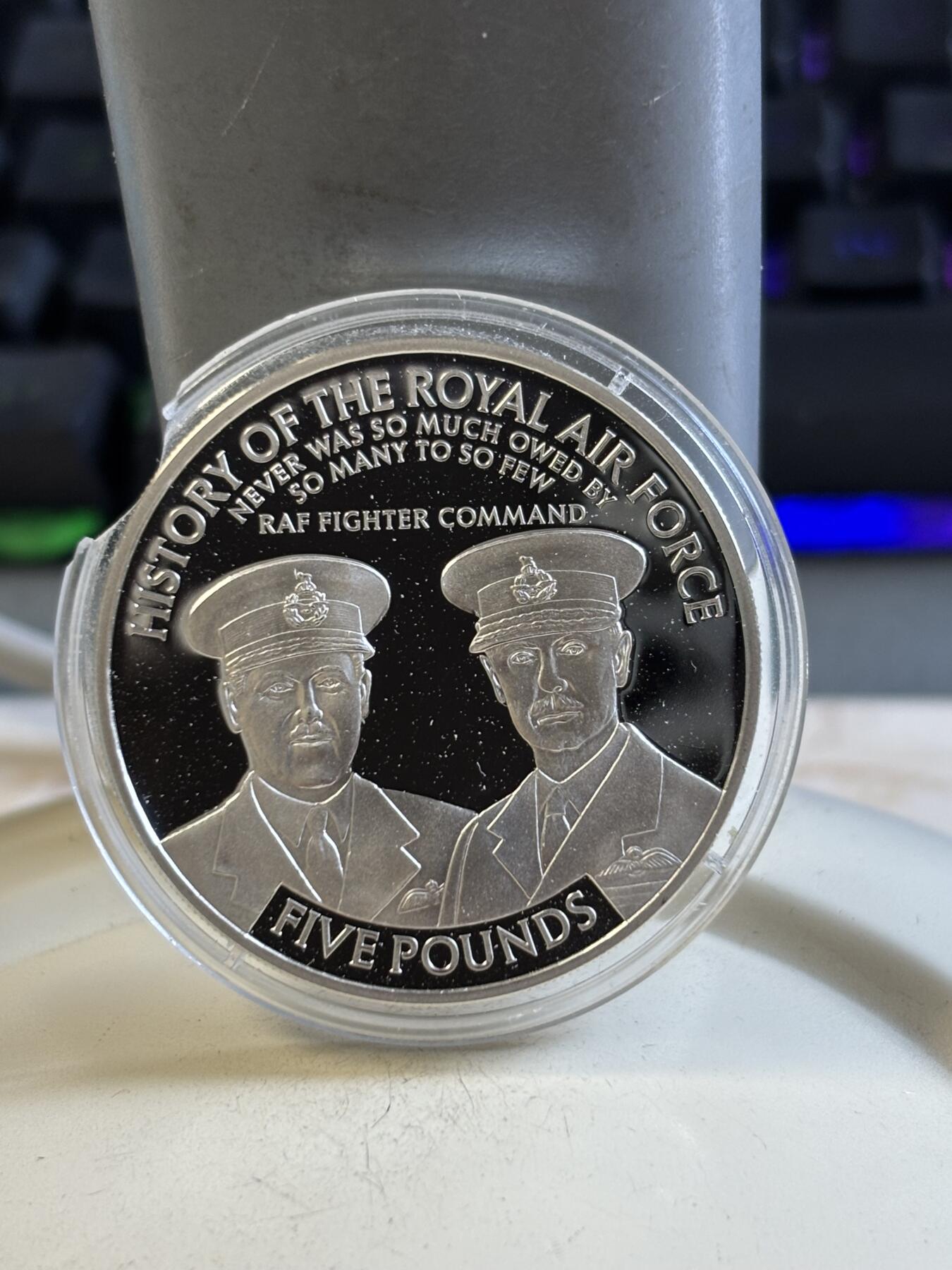 第195期拍卖 泽西2008年皇家空军的历史纪念银币，925银，28.28克，塑料盒有破