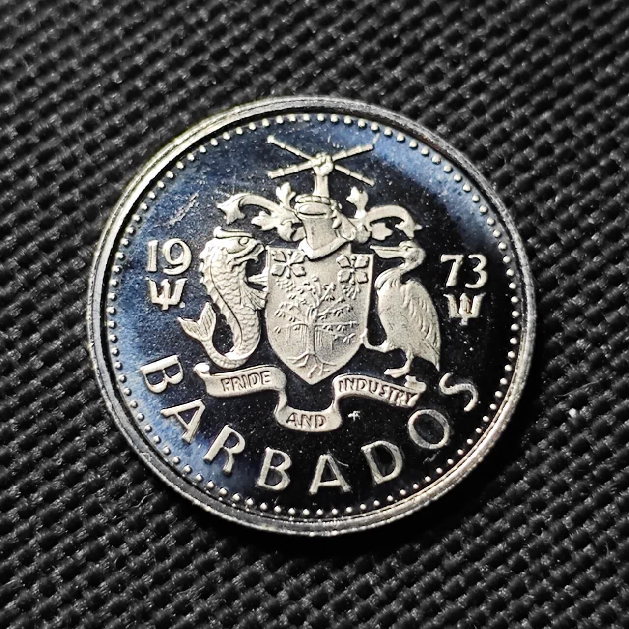 KK钱币收藏小铺  第408期 2月预留时间 周末发货    1973巴巴多斯10分 精制币