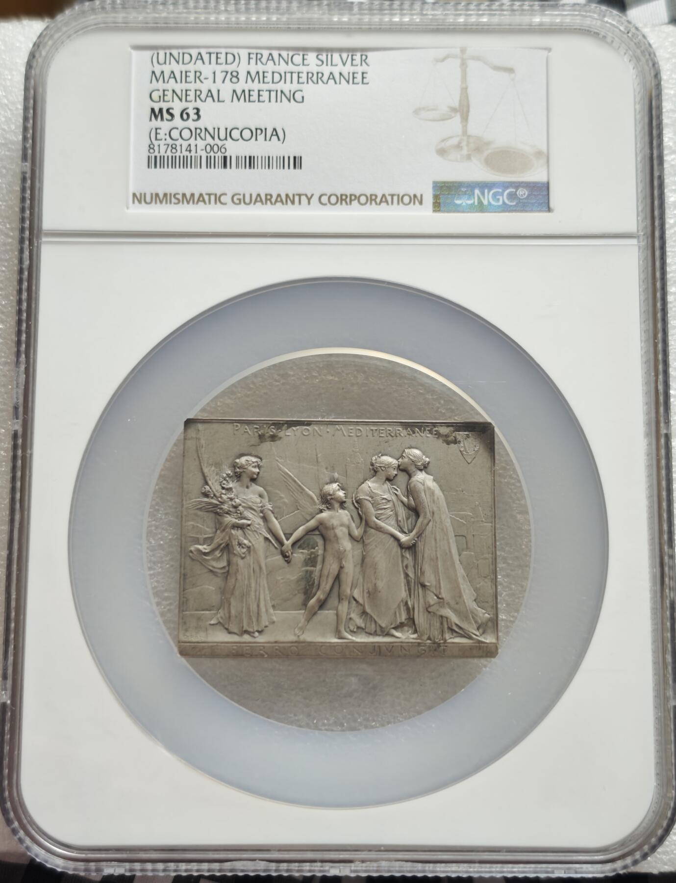 瓶子🏺第234期拍卖会  法国新艺术运动大师 Oscar Roty（奥斯卡·罗蒂，1846–1911） 设计的银质纪念章，为巴黎-里昂-地中海铁路公司（PLM） 而作  发行时间约1901年，正值巴黎里昂火车站建成（1900年）与PLM铁路网鼎盛时期 ​ PLM是法国19世纪末至20世纪初最重要的铁路公司之一，连接巴黎与法国南部及地中海沿岸​ Oscar Roty是法国新艺术运动章牌艺术的领袖