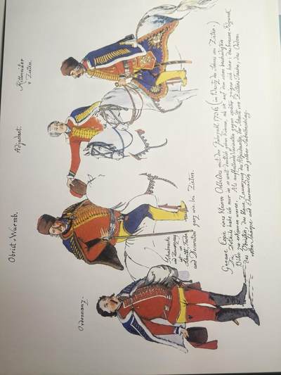 盛世勋华——号角文化勋章邮票专场拍卖第310期 - 大尺寸手绘图卡 普鲁士王国第2骠骑兵团分解说明 大A4尺寸 翻印自1851年出版《腓特烈大帝的军队》一书