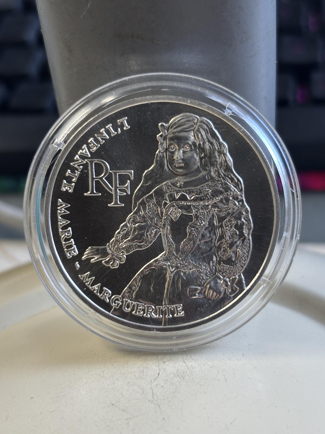 第195期拍卖 法国1993年卢浮宫馆藏系列玛丽公主纪念银样币，900银，22.2克