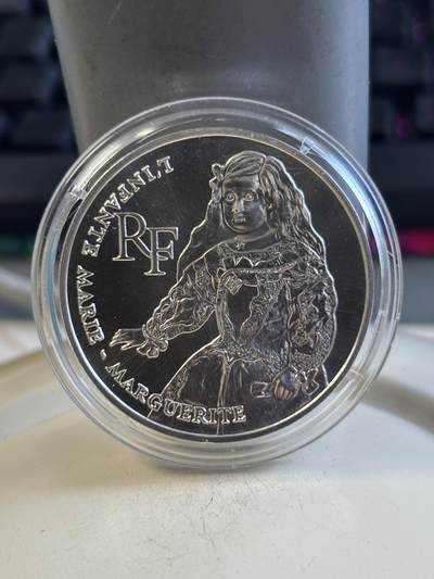 第195期拍卖 - 法国1993年卢浮宫馆藏系列玛丽公主纪念银样币，900银，22.2克