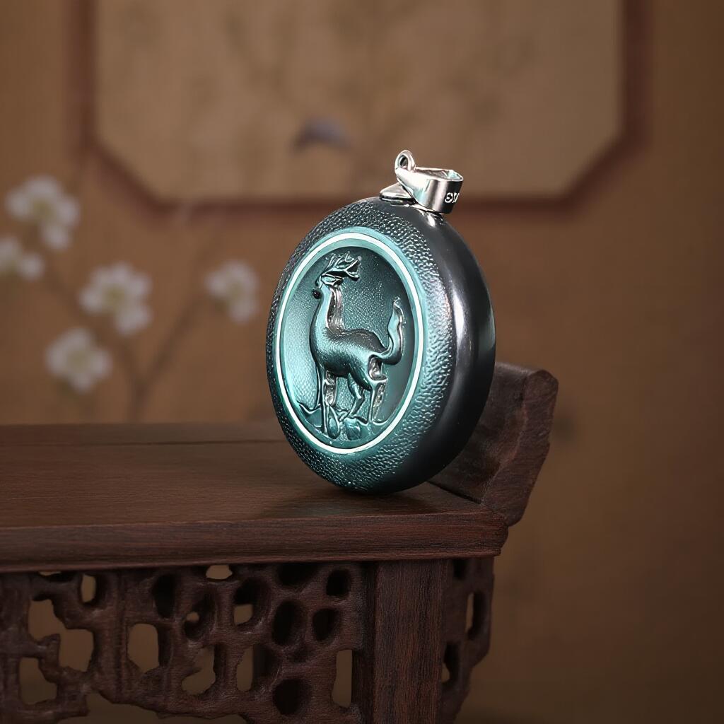 碧月说宝 君子怀瑾·当代和田玉清风专场(六) 和田玉银镶鹿牌