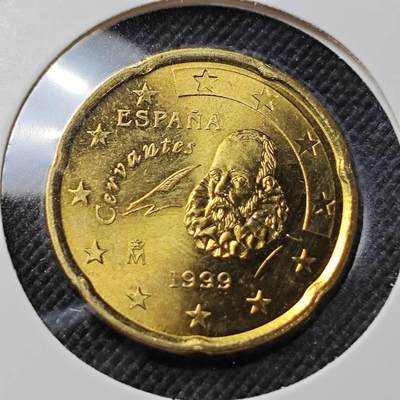 KK钱币收藏小铺  第409期 2月预留时间 周末发货 -  西班牙20欧分 好品