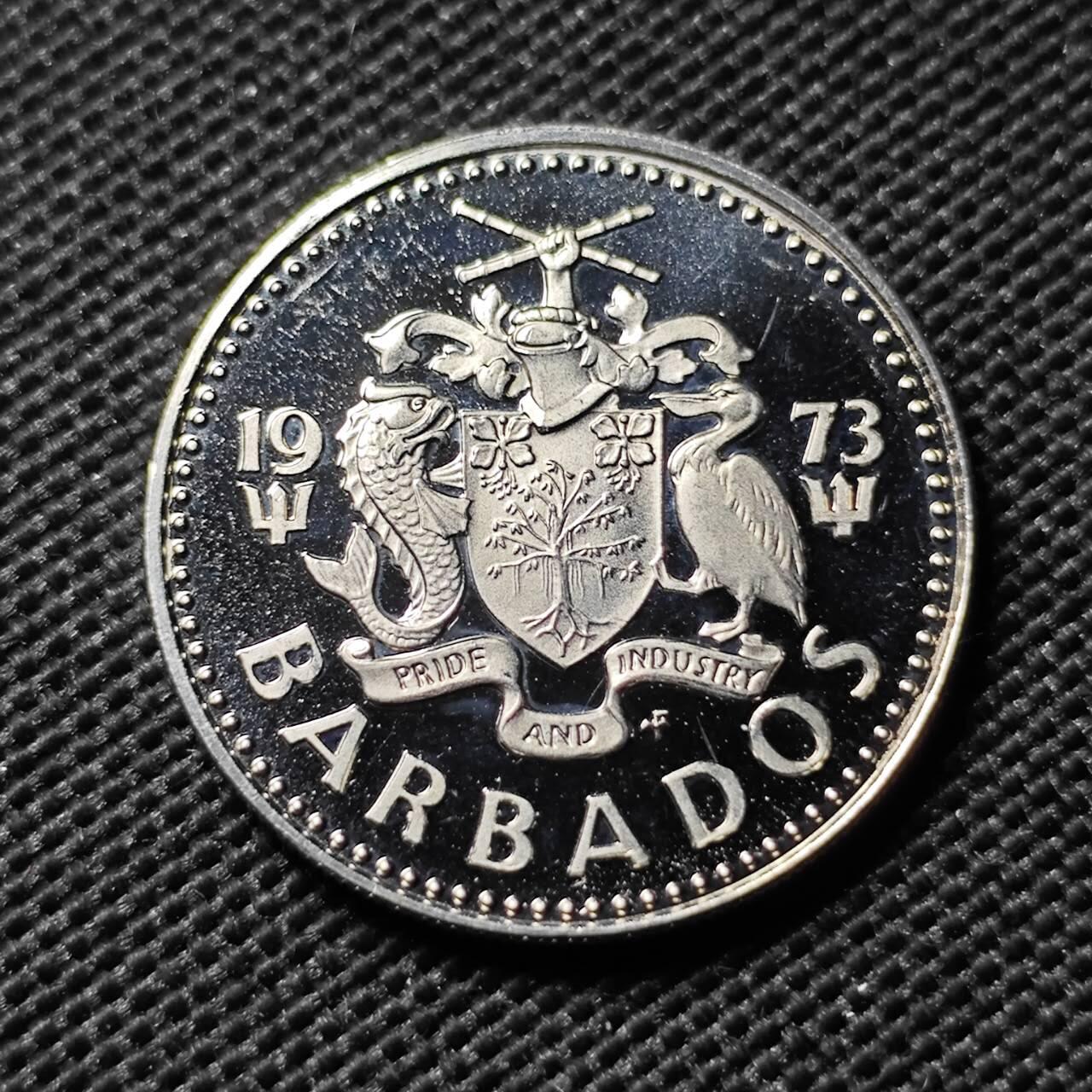 KK钱币收藏小铺  第408期 2月预留时间 周末发货    1973巴巴多斯25分 精制币