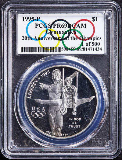 【俄甄集藏】2026年(050)04-01星期三 晚 19:30 全场包邮 - 美国1995年纪念96亚特兰大奥运会暨奥运百年1元精制大银币，PCGS PR69DC，特殊标签，重26.73克，900银
