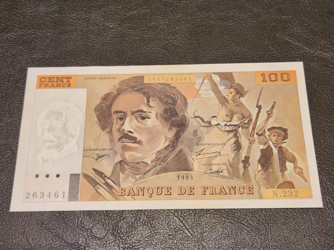 3月27号晚上8点 外国纸币自动截拍第46场 100法郎新品有黄斑