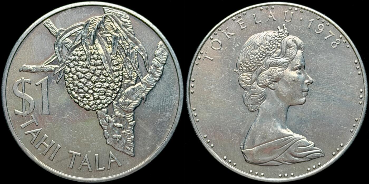 ＜星葵🌻钱币社＞第72期·东奔西走的硬币·3月31日发货 〈发行量10000〉托克劳1978年露兜树1塔拉克朗型纪念币