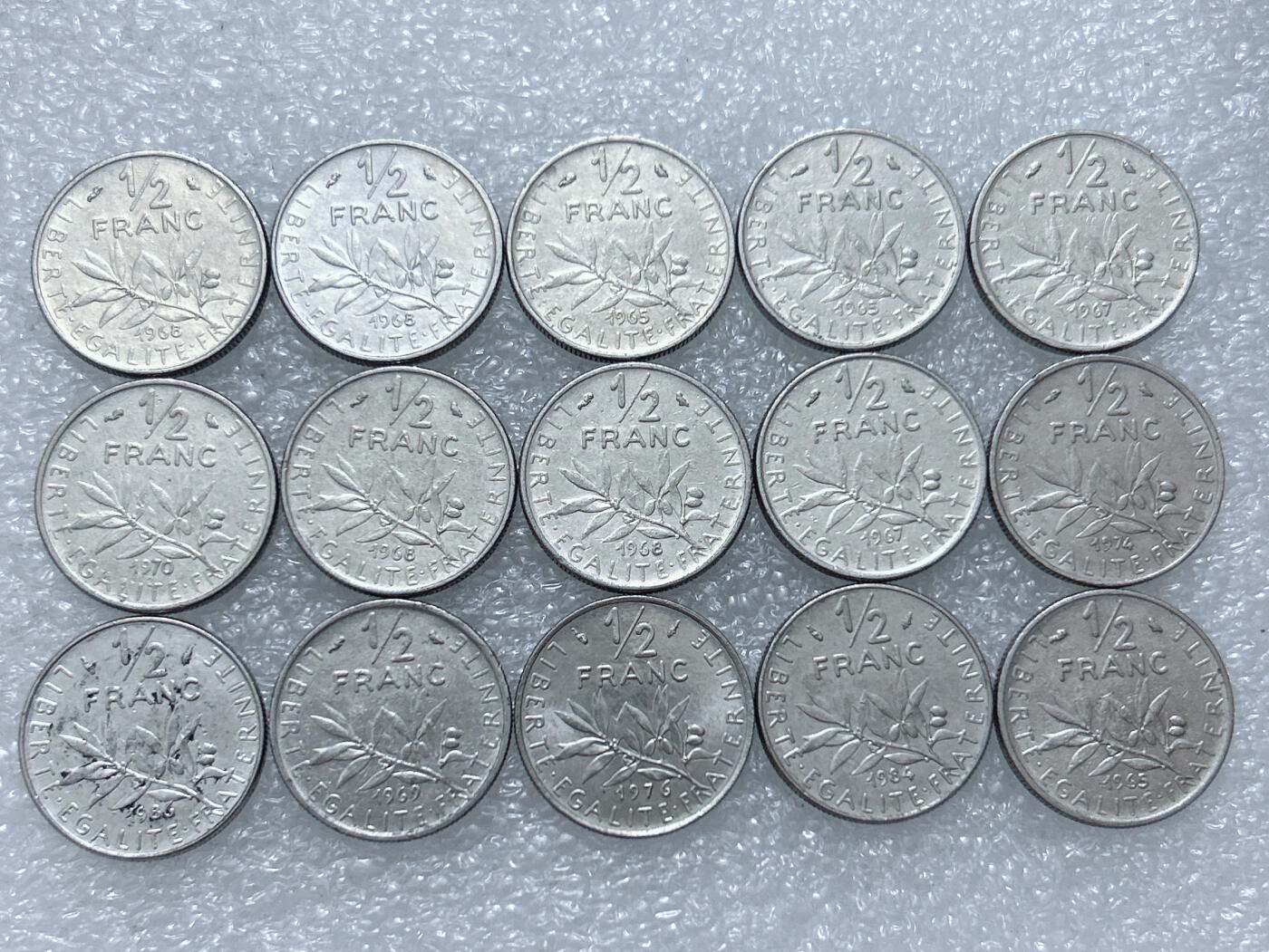 第一海外回流一元起拍收藏 散集专场  第306期 法国1/2法郎硬币 15枚