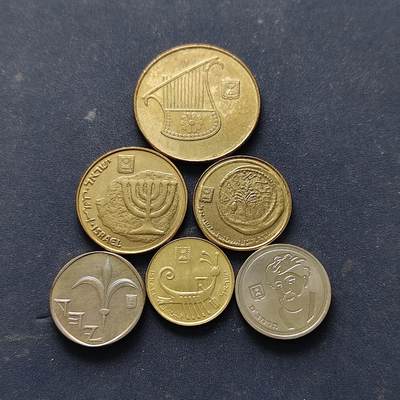 【全场包邮】纯粹捡漏拍514场 - 以色列新谢尔克版6枚套币-含1988年1谢尔克迈蒙尼德·拉姆班纪念币