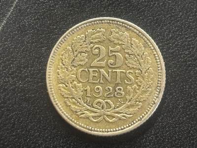 邮泉阁邮票限时拍卖第四十四场 （邮票在国外，请付邮费6元） - 荷兰威廉明娜女王1928年25分银币