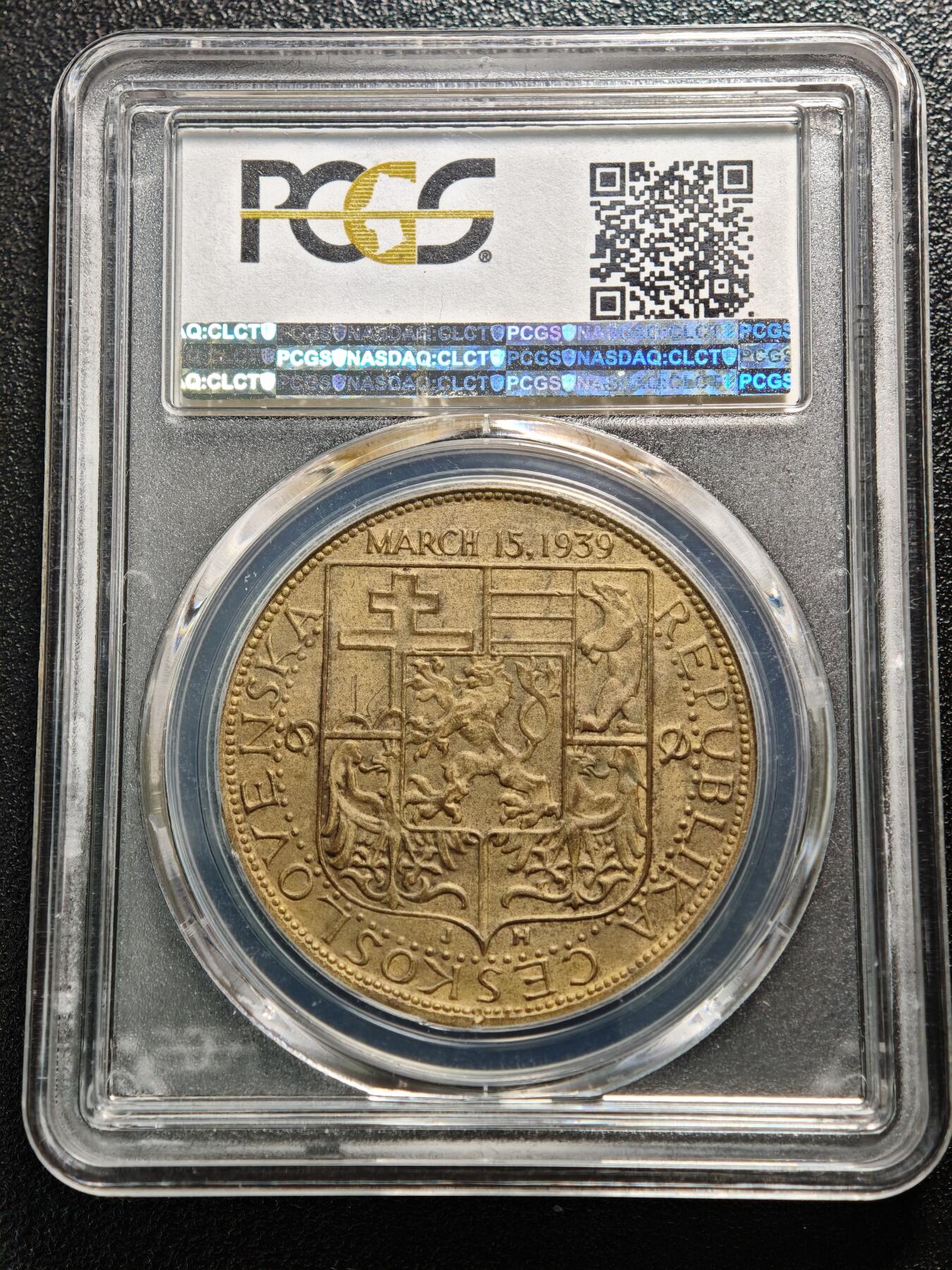 【德藏】世界币章拍卖第169期（拍品征集中~欢迎藏友联系） 罕见品种！1939年 捷克斯洛伐克抗议1939年3月15日德国民族社会主义工人党接管捷克斯洛伐克纪念铜章 PCGS SP64 （原图请查询PCGS评级官网）