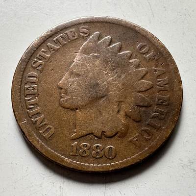🌹外币初藏🌹🐯2026年第34场   每周二四六晚8️⃣点 接代拍 - 美国 1880年 印第安人头像 1分 铜币 