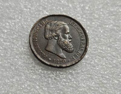 瓶子🏺第234期拍卖会 -  巴西帝国佩德罗二世20瑞斯铜币（1870年）   巴西帝国时期（1822–1889）佩德罗二世（Pedro II）统治下发行的20 Reis（瑞斯）铜币，铸造年份为1870年 拉丁文 PETRUS II D. G. C. IMP. ET PERP. BRAS. DEF.，意为“佩德罗二世，蒙神之恩，巴西皇帝及永久捍卫者” 