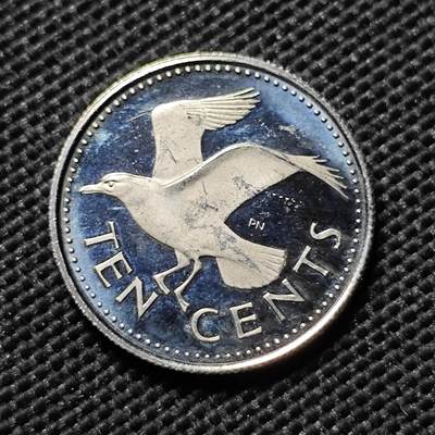 KK钱币收藏小铺  第408期 2月预留时间 周末发货 -    1973巴巴多斯10分 精制币