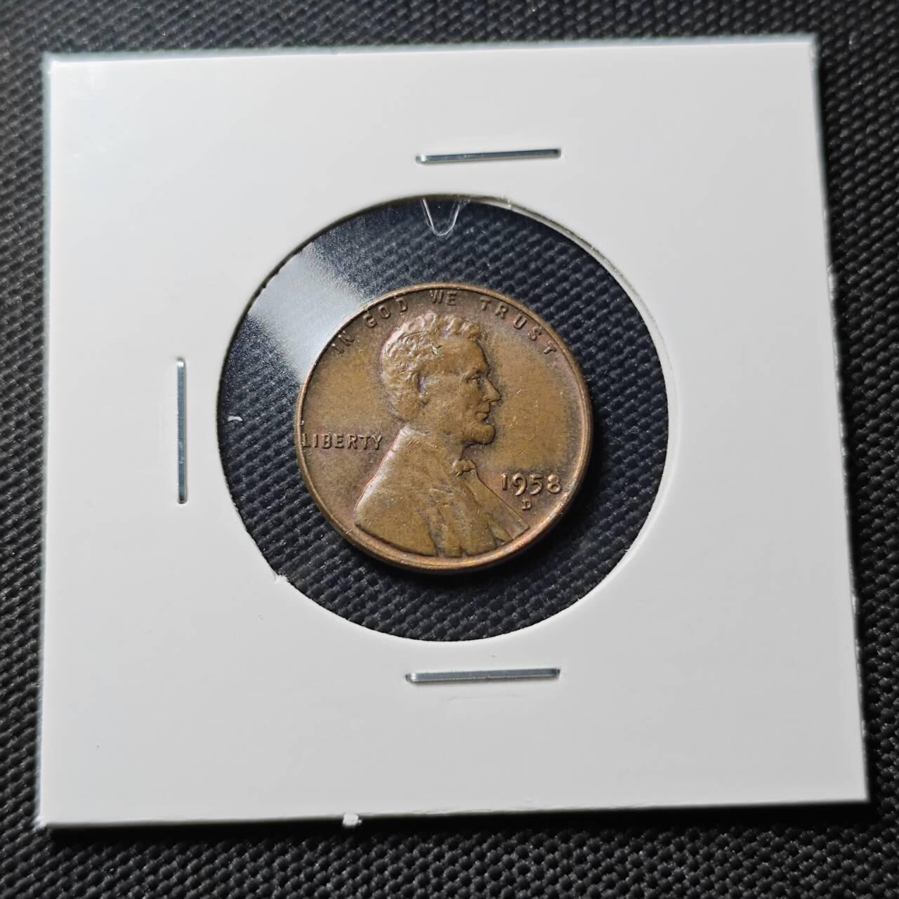 KK钱币收藏小铺  第407期 2月预留时间 周末发货  1958美国麦穗一分铜币