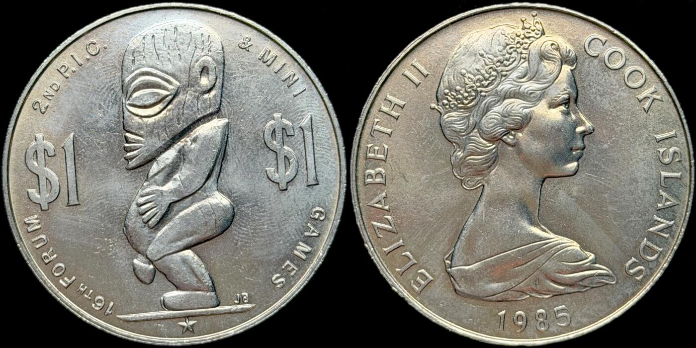 ＜星葵🌻钱币社＞第72期·东奔西走的硬币·3月31日发货 库克群岛1985年第2届太平洋岛国运动会1元克朗型纪念币