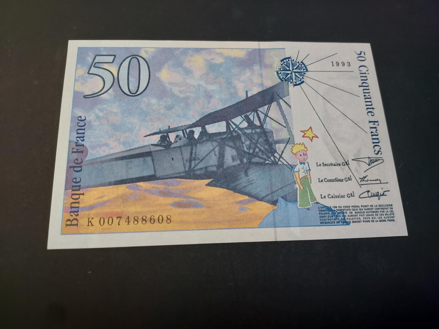 博彦收藏    4月1日 8点 钱币专场 法国 小王子50法郎 UNC