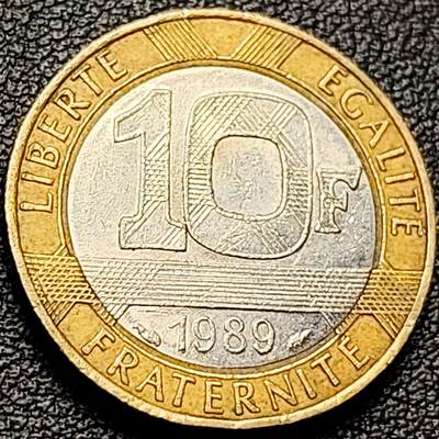 泉币菌-第216场-拍品多 请提前出价 - 1989年 法国10法郎双色币 天使 小飞人 自由保护神 23mm 入欧前末版币 绝版币 