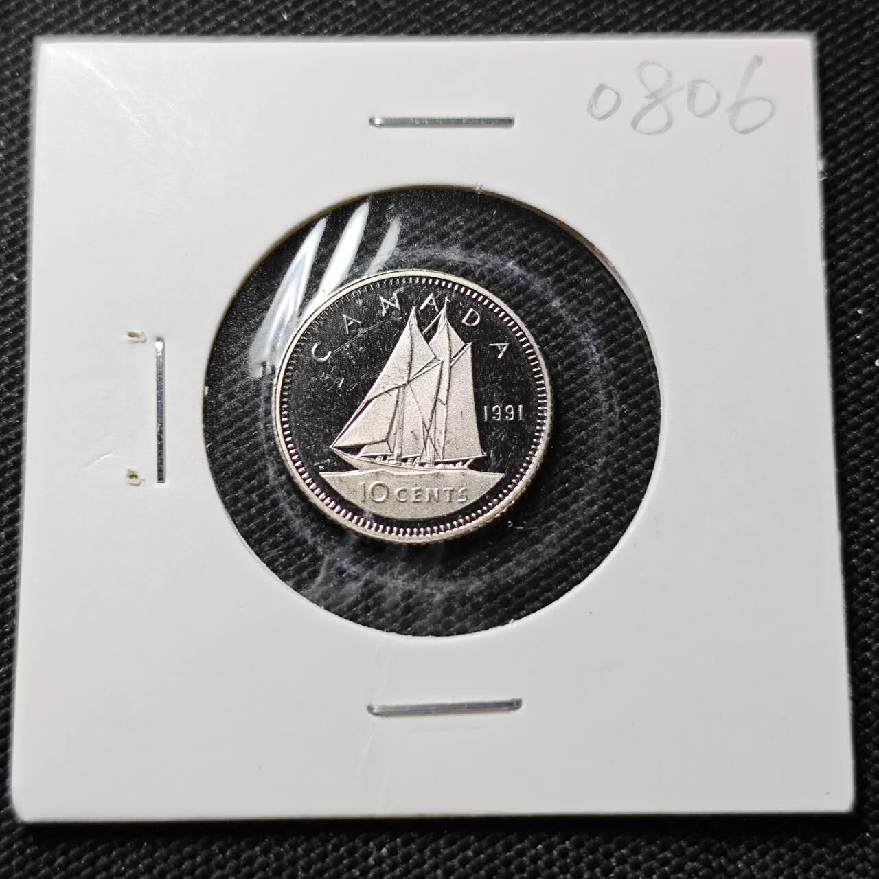 KK钱币收藏小铺  第408期 2月预留时间 周末发货   1991加拿大10分精制