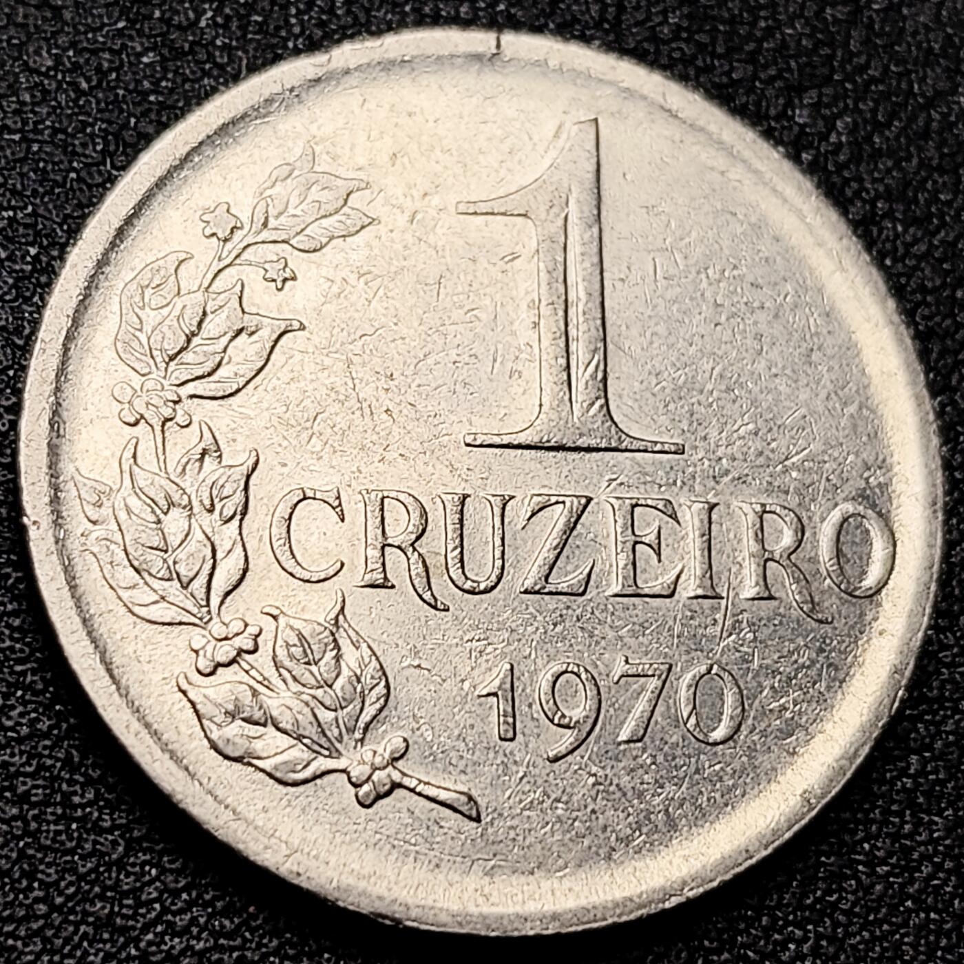 泉币菌-第216场-拍品多 请提前出价 29mm  巴西1克鲁塞罗铜 镍币 1970年 女神