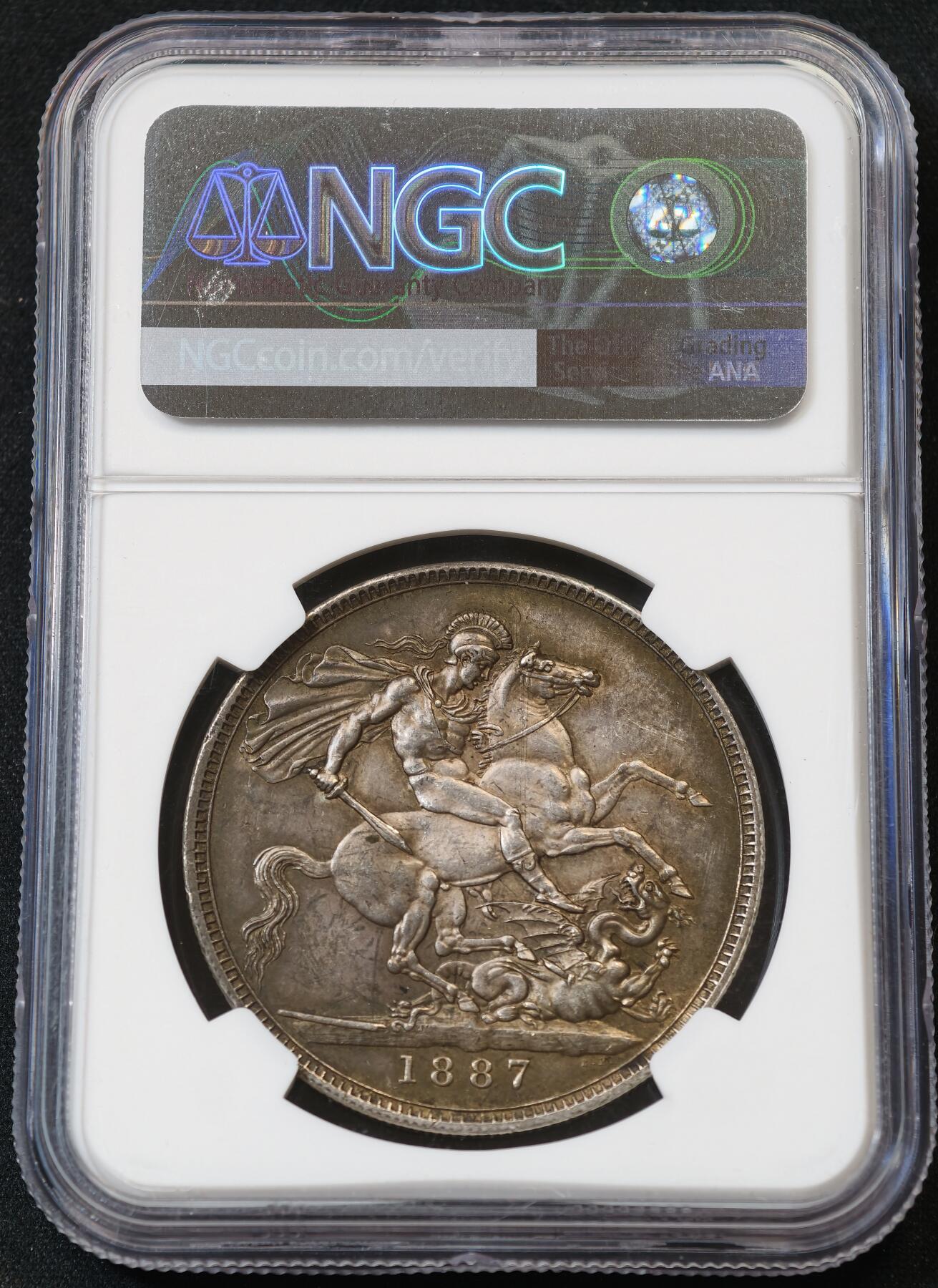 “方寸甄品”甄品场，甄臻铺-世界币章拍卖（第57期，直播拍卖），送拍享返佣金等优惠多多 NGC-MS63 1887年英国高冠马剑，包浆深邃，品相难得