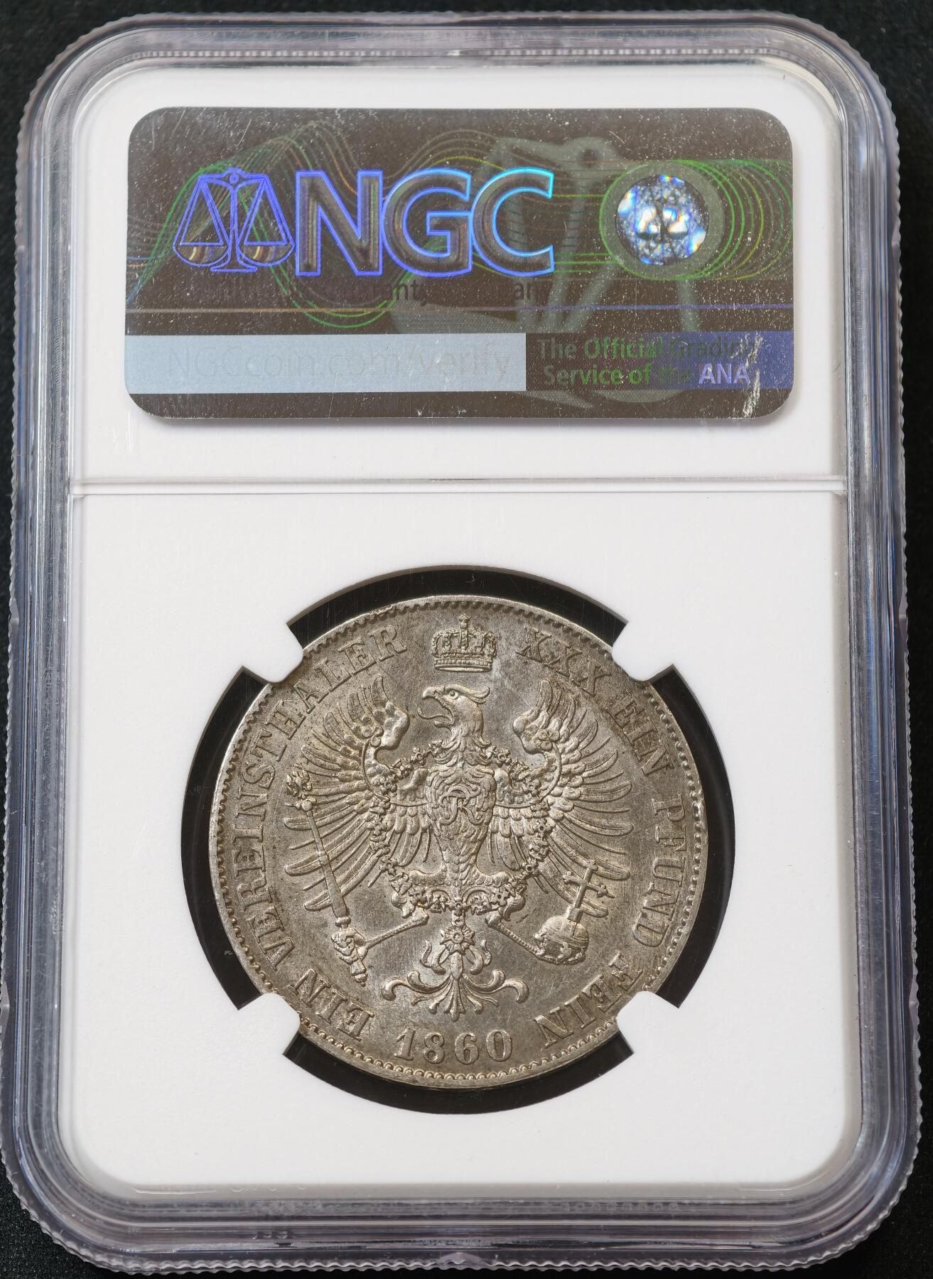 “方寸甄品”甄品场，甄臻铺-世界币章拍卖（第57期，直播拍卖），送拍享返佣金等优惠多多 NGC-MS62 德国普鲁士1860年威廉四世洋葱头离冠泰勒