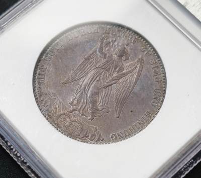 NGC-MS62 德国符腾堡1871年胜利泰勒，大老黑包浆，黑中带彩，PL质感地板