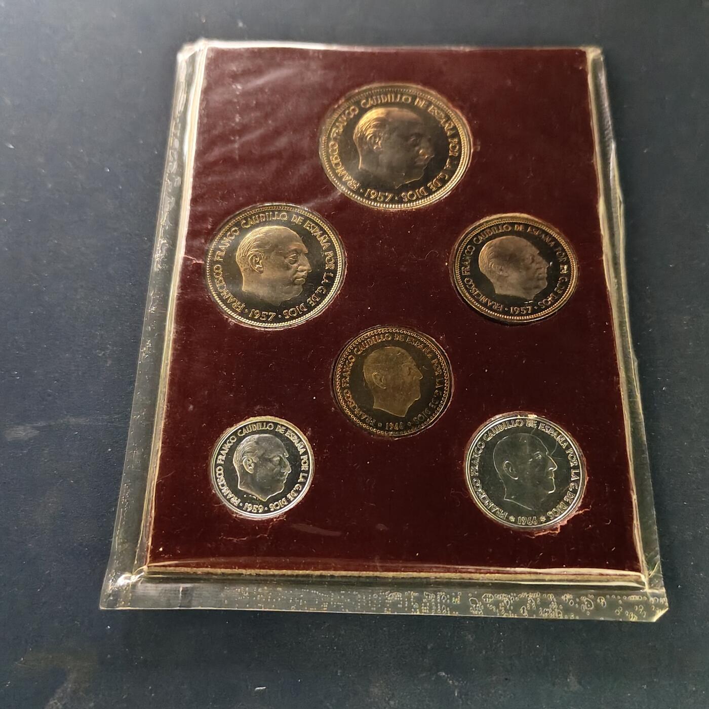 【全场包邮】纯粹捡漏拍515场 西班牙1957-1966年官方卡装精制套币-盒证全