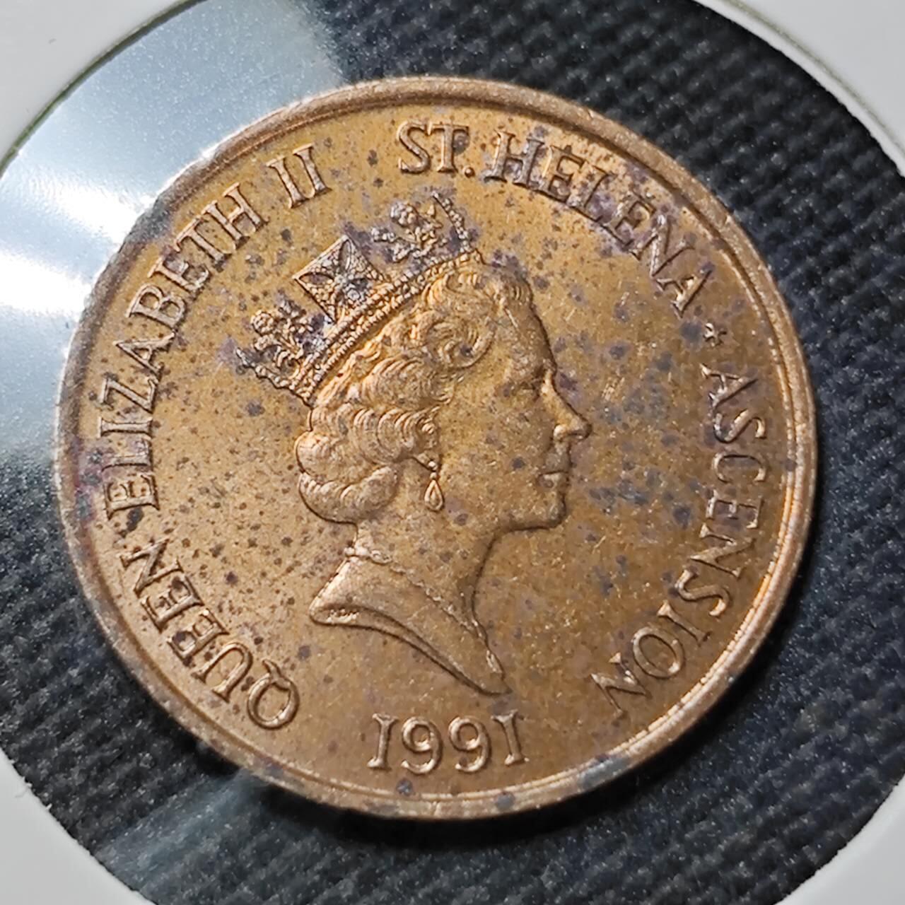 KK钱币收藏小铺  第409期 2月预留时间 周末发货  英属阿森松岛1便士铜币