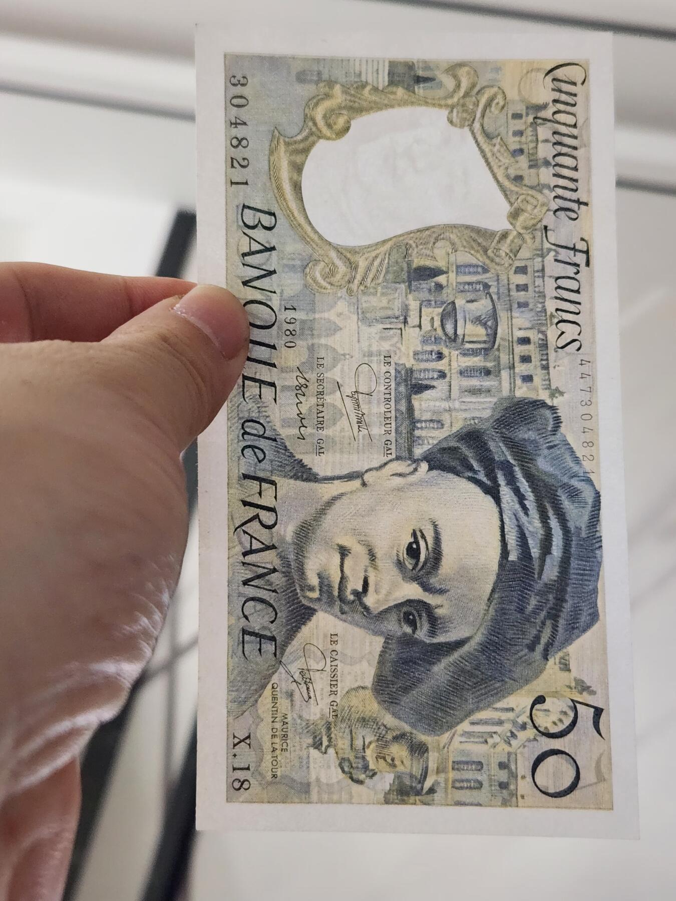 3月27号晚上8点 外国纸币自动截拍第46场 50法郎极美品近新